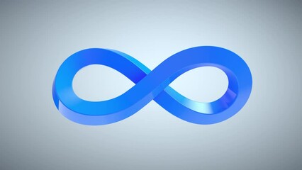 Wall Mural - infinity blue sign on grey background. geometric abstract shape. financial website, apps, social med