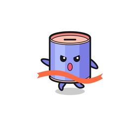 Sticker - cute cylinder piggy bank illustration is reaching the finish