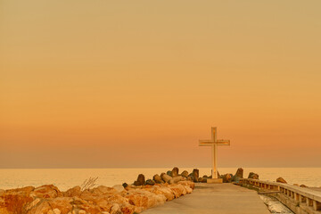 A large religious cross on the coast of Varna. 