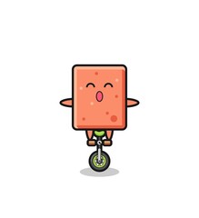 Poster - The cute brick character is riding a circus bike