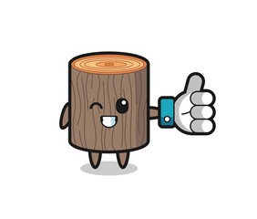 Wall Mural - cute tree stump with social media thumbs up symbol