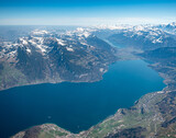 Fototapeta  - aerial view of Lake Thun, Interlaken and Lake Brienz