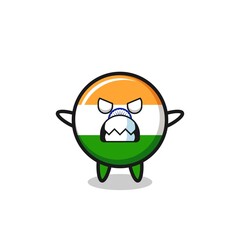 Wall Mural - wrathful expression of the india flag mascot character