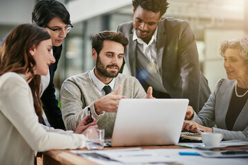 Sticker - Teamwork holds the capacity for increased productivity. Cropped shot of a group of businesspeople brainstorming together in an office.