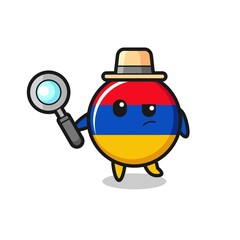 Wall Mural - armenia flag detective character is analyzing a case