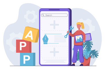 App development. A programmer develops a mobile app