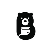 The Combination Of The Letter B With The Image Of A Bear Holding A Book