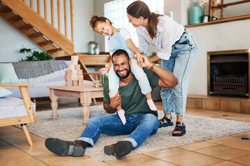 Sticker - Shell always remember these fun times. Shot of a happy family having fun while relaxing together at home.