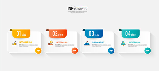 Sticker - Infographics design template, business concept with 4 steps or options, can be used for workflow layout, diagram, annual report, web design.Creative banner, label vector.