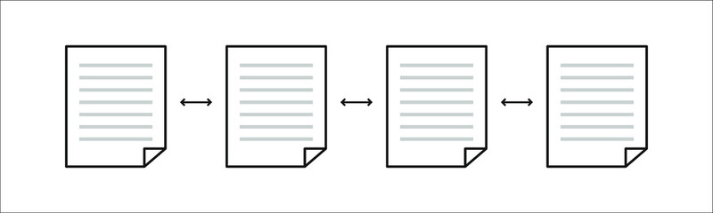 Leinwandbilder - Document linked network system template design vector illustration. Crypto currency blockchain digital smart contract protocol contain cryptography hash, transaction data.