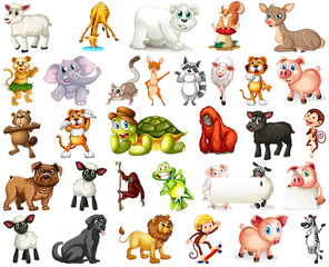 Wall Mural - Set of animal cartoon character