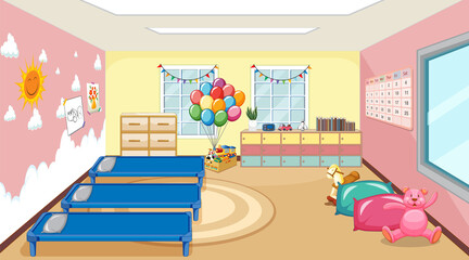 Wall Mural - Scene with beds and toys in the room