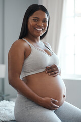 Poster - You never understand life until it grows inside of you. Portrait of a pregnant woman at home.