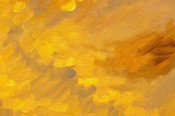 Abstract art background yellow and golden colors. Watercolor painting on canvas with amber gradient.