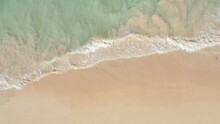 Tropical Sandy Seashore Of Caribbean Sea With Waves, Travel Destination, Nature Background. Aerial Top View