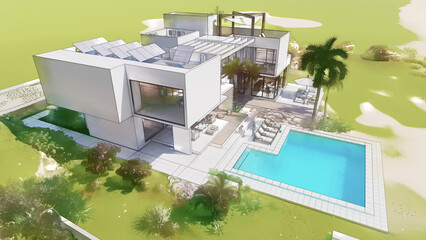 Aufkleber - Architecture design of luxury villa