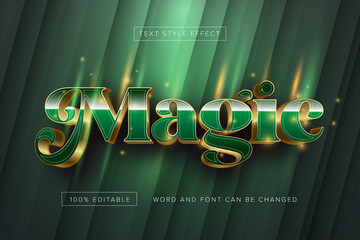 Wall Mural - Green magic Text Style Effect Editable