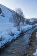 River with snow in mountains of Erzurum, Turkey