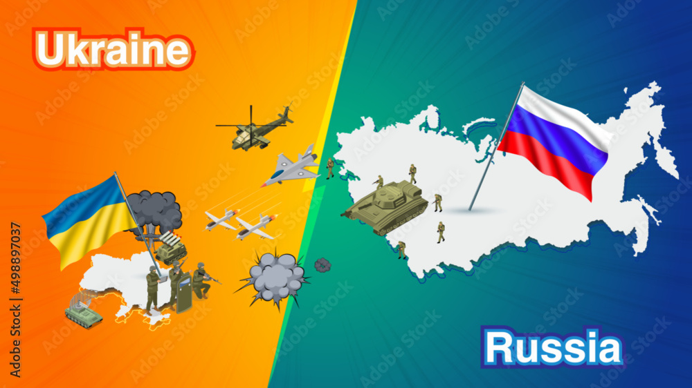 Russian Ukraine war, Vector included map of russia and map of ukraine ...