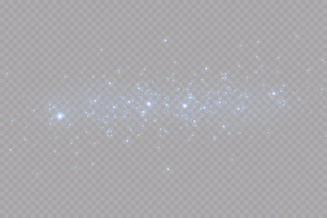 Bright blue sparkling particles. Background decoration. Blue dust. Light effect