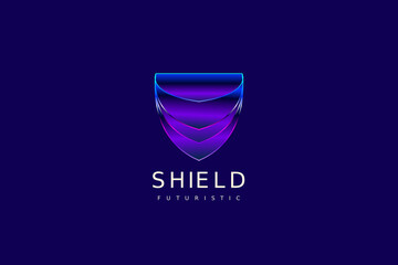 Wall Mural - tech shield gradient corporate logo design