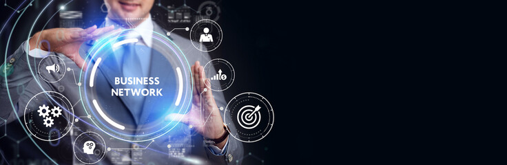 Wall Mural - business, technology, internet and network concept. online business network.