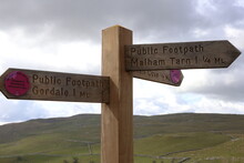 Footpath Way Marker For Hikers In The Yorkshire Dales National Park.