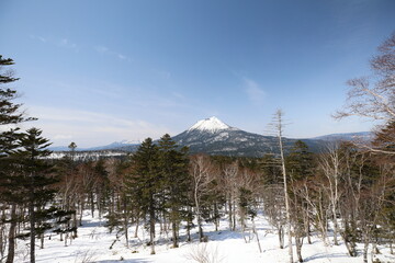 Wall Mural - Mount Oakan in Hokkaido, Japan with snow