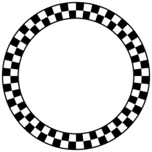 Abstract Checkered Round Frame. Circle Frames With Chess Patterns Isolated On Black Background. Border Template.