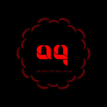 A  Q Red Letter, A  Q, AQ Creative Red Letter With Floral Red Circle On Black Background,