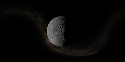 Wall Mural - 360 degree environment map of an orbital view of the moon in a height of 750 km above the crater jac