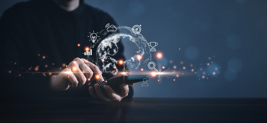 Technology and business global internet connection application concept