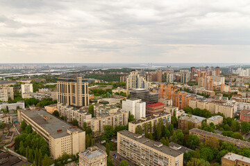 Wall Mural - Ukraine, Kyiv – May 02, 2015: Aerial panoramic view on central part of Kyiv from a roof of a high-rise building