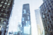 © Pixels Hunter - Multi exposure of abstract statistics data hologram interface on blurry cityscape background, computing and analytics concept