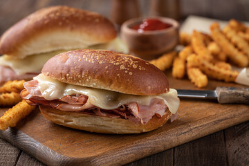 Wall Mural - Hot ham and cheese submatine sandwich