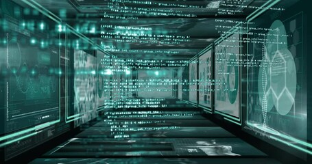 Animation of data processing over diverse information on screens