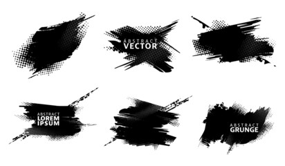 Wall Mural - set of grunge graphic elements. modern abstract background. vector monochrome illustration.