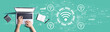 © Tierney - Wifi theme with person using a laptop computer