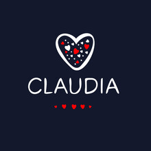 Claudia Calligraphy Female Name, Vector Illustration.