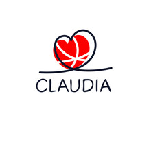 Claudia Calligraphy Female Name, Vector Illustration.