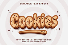 Editable Text Effect Cookies 3d Cartoon Template Style Premium Vector