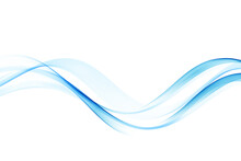Abstract Smooth Blue Wave Element. Flow Curve Blue Motion Illustration. Smoky Wave Design. Vector Lines.