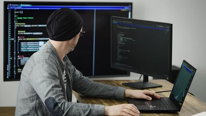 Experienced senior programmer working on a complex project. A developer writes code for online services