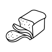 Sliced Bread Loaf Icon. Hand Drawn Vector Illustration.