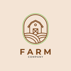 Wall Mural - minimalist barn farm line art logo emblem vector template design