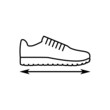Shoe size icon with arrow. Isolated vector illustration on white background.