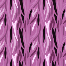 Creative Doodle Tiger Skin Seamless Pattern. Abstract Zebra Skin, Stripes Wallpaper.