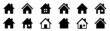 © Max - House icons set. Property line and flat symbol. Houses collection. Real estate. Web home flat icon.