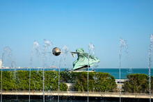 Doha, Qatar- March 2021 : The Force Of Nature statue by Lorenzo Quinn at Katara Cultural Village, Doha, Qatar