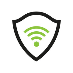 Wall Mural - Shield and wifi icon. Protect sign. Vector isolated on white.